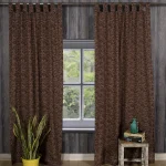 Brown Diamond Printed Door Curtain Set - Image 2