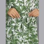 Cotton Robe Long Kimono Green Floral Sleepwear Dress - Image 5