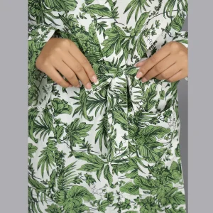 Cotton Robe Long Kimono Green Floral Sleepwear Dress - Image 5