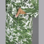 Cotton Robe Long Kimono Green Floral Sleepwear Dress - Image 6
