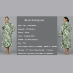 Cotton Robe Long Kimono Green Floral Sleepwear Dress - Image 8