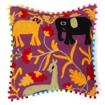 Embroidered Magenta Decorative Cushion Cover 16'' - Image 2