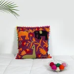 Embroidered Magenta Decorative Cushion Cover 16''