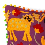 Embroidered Magenta Decorative Cushion Cover 16'' - Image 3