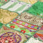 Green Embroidered Table Runner Decorative Patchwork - Image 3