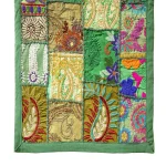 Green Embroidered Table Runner Decorative Patchwork - Image 2