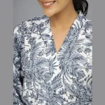 Grey Floral Kimono Handmade Long Night Gown - Image 4