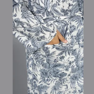 Grey Floral Kimono Handmade Long Night Gown - Image 6
