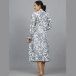 Grey Floral Kimono Handmade Long Night Gown - Image 7