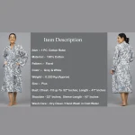 Grey Floral Kimono Handmade Long Night Gown - Image 8