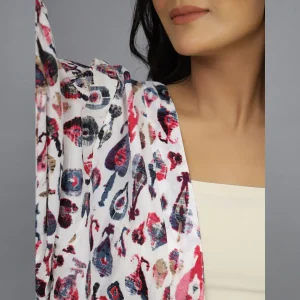 Handmade Abstract Print Kimono Women Long Sleeve Shrug - Image 5