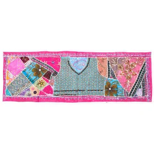 Handmade Pink Patchwork Bohemian Wall Hanging - Image 3