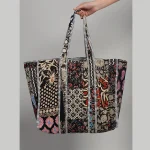 Handmade Quilted Patchwork Design Black Carry Bag - Image 4