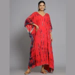 Handmade Red Tie Dye Print V Neck Tunic