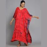 Handmade Red Tie Dye Print V Neck Tunic - Image 2