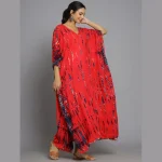 Handmade Red Tie Dye Print V Neck Tunic - Image 3