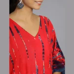 Handmade Red Tie Dye Print V Neck Tunic - Image 4