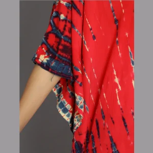 Handmade Red Tie Dye Print V Neck Tunic - Image 5
