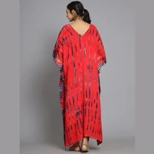 Handmade Red Tie Dye Print V Neck Tunic - Image 6
