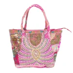 Handmade Sequins Embroidery Pink Tote Bag