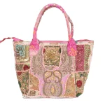 Handmade Sequins Embroidery Pink Tote Bag - Image 3