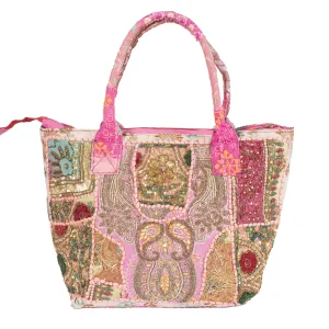 Handmade Sequins Embroidery Pink Tote Bag - Image 3