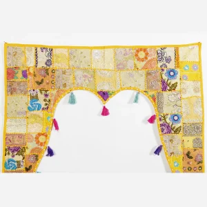 Handmade Yellow Patch Work Door Hanging Toran - Image 3