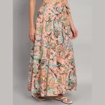 Indian Cotton Rapron Skirt Ethnic Peach Floral Printed - Image 5