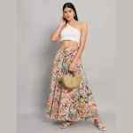 Indian Cotton Rapron Skirt Ethnic Peach Floral Printed