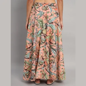 Indian Cotton Rapron Skirt Ethnic Peach Floral Printed - Image 6