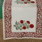 Indian Hand Block Floral Print Cotton Table Runner - Image 2