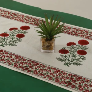 Indian Hand Block Floral Print Cotton Table Runner - Image 3