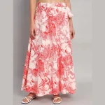 Indian Hand Block Red Forest Printed Long Skirt - Image 3