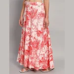 Indian Hand Block Red Forest Printed Long Skirt - Image 4