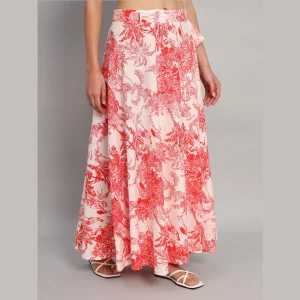 Indian Hand Block Red Forest Printed Long Skirt - Image 6