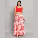 Indian Hand Block Red Forest Printed Long Skirt - Image 2