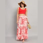 Indian Hand Block Red Forest Printed Long Skirt