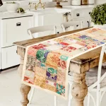 Indian Handmade Beige Khambadiya Patchwork Cotton Runner