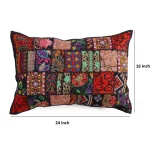 Indian Handmade Black Embroidered Pillow Cover - Image 4