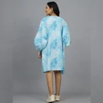 Indian Handmade Blue Tie Dye Stripes Print Cotton Open Shrug - Image 4