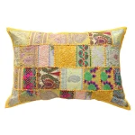 Indian Handmade Cotton Yellow Pillow Cover - Image 2