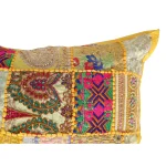 Indian Handmade Cotton Yellow Pillow Cover - Image 3