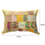 Indian Handmade Cotton Yellow Pillow Cover - Image 4