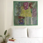 Indian Handmade Green Beaded Tapestry