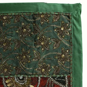 Indian Handmade Green Beaded Tapestry - Image 3