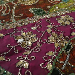 Indian Handmade Green Beaded Tapestry - Image 4