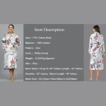 Indian Owl Hand Print Cotton Grey Robe Drees - Image 9