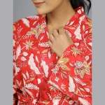 Indian Red Floral Kimono Beach Wear Robe - Image 4