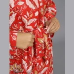 Indian Red Floral Kimono Beach Wear Robe - Image 5