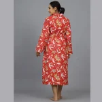 Indian Red Floral Kimono Beach Wear Robe - Image 7